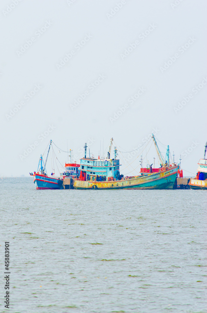 fishing boat at sea in Gulf of Thailand