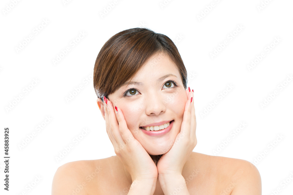 Beautiful young woman on white background. Portrait of asian. Beautiful young woman on white background. Portrait of asian.