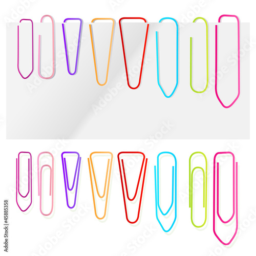 Paper clip set vector background