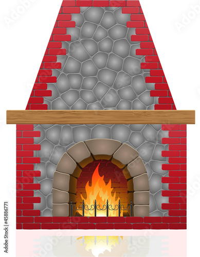 fireplace vector illustration