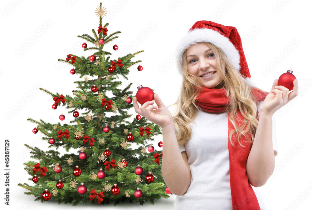 Mädchen vor Weihnachsbaum Mädchen vor Weihnachsbaum