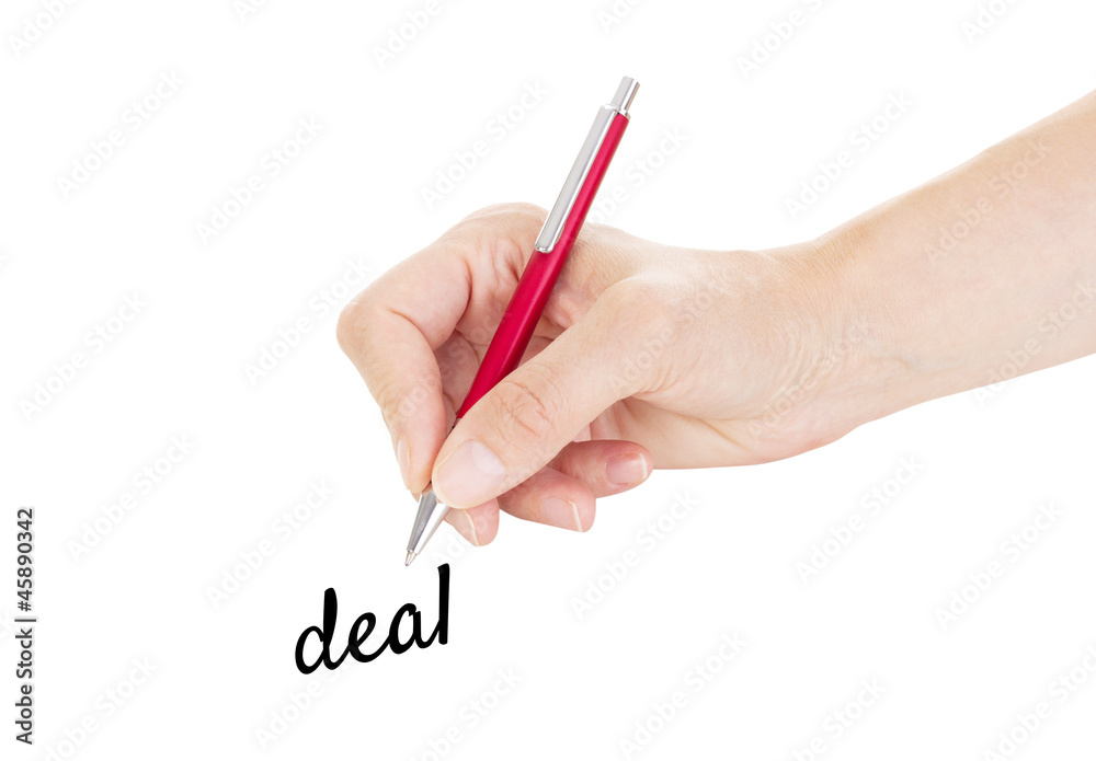 Hand with pen isolated on white background Hand with pen isolated on white background