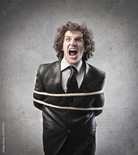 Photos Tied Businessman Screaming