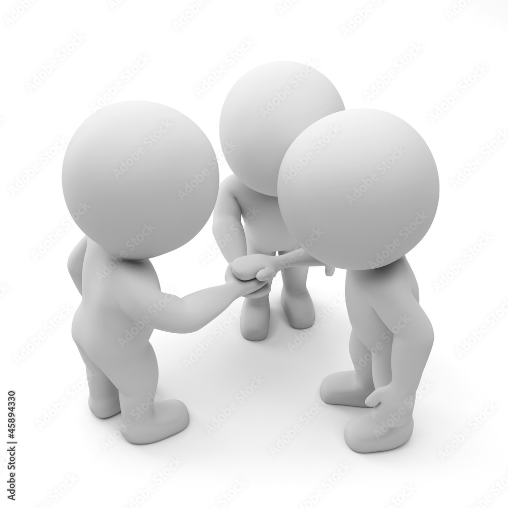 three 3d humans - teamwork concept three 3d humans - teamwork concept