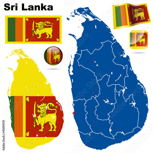 Sri Lanka vector set. Detailed country shape