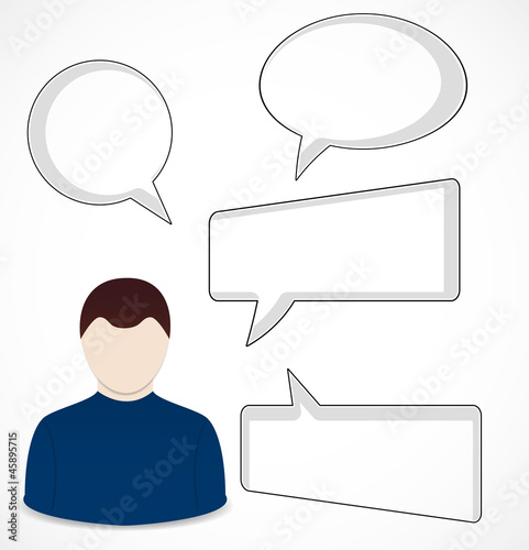 Businessman and speech bubbles