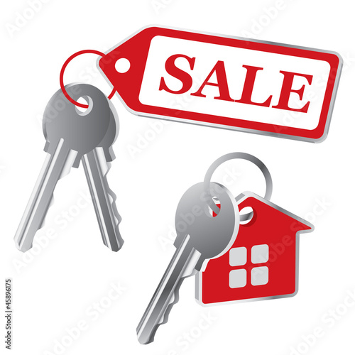 Vector keys on a white background, the sale
