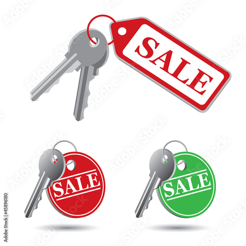 Vector keys on a white background, the sale