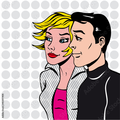 illustration couple pop art