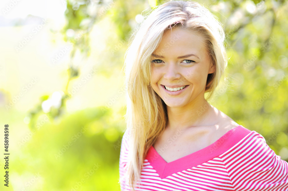 Beautiful smiling lady in spring Beautiful smiling lady in spring