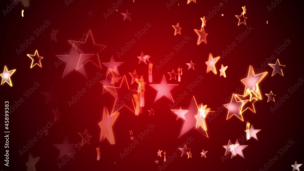 Gold stars continuously rise against a red background