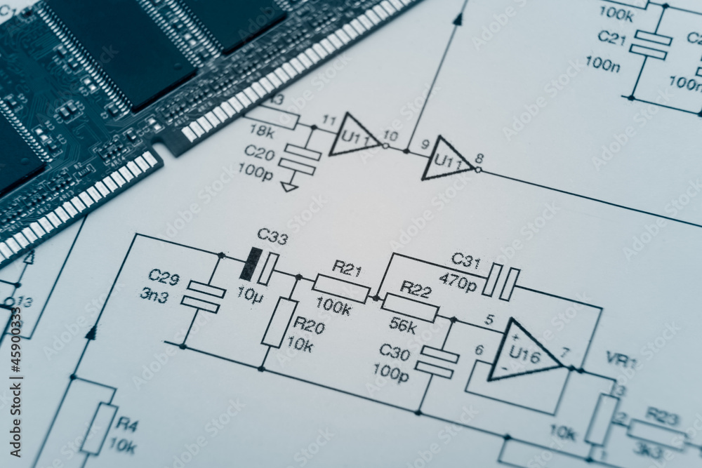Diagram with computer memory Diagram with computer memory