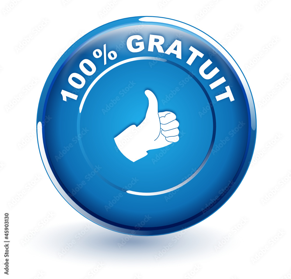 100 pour 100 gratuit sur bouton bleu 100 pour 100 gratuit sur bouton bleu