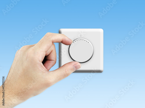 Thermostat with blue background