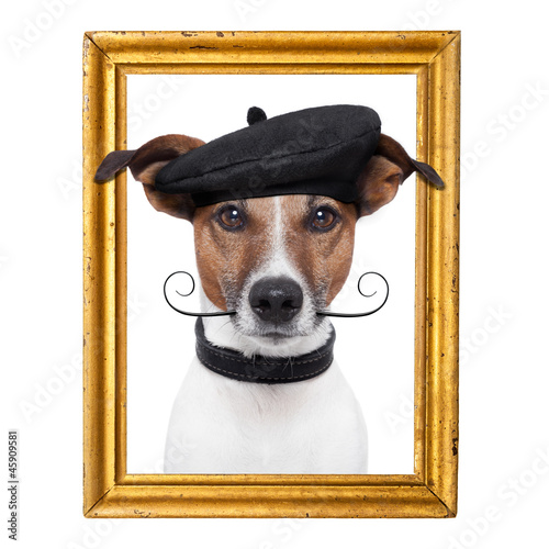 painter artist frame  dog