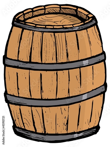 Old wooden barrel on the white background