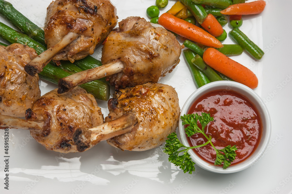 chicken legs with asparagus and ketchup chicken legs with asparagus and ketchup