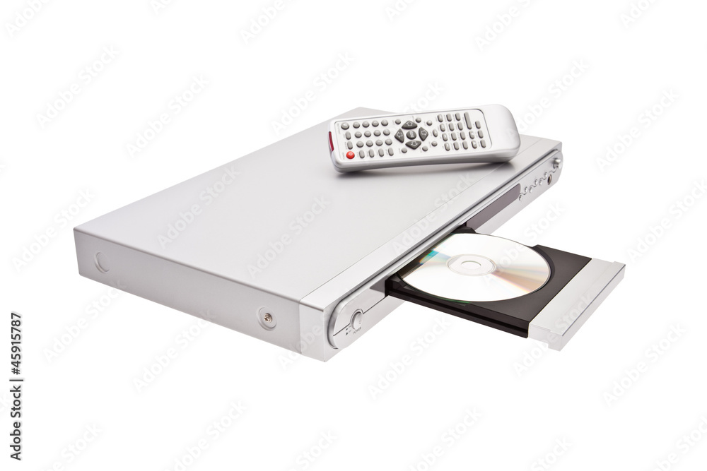 DVD player ejecting disc with remote control isolated DVD player ejecting disc with remote control isolated