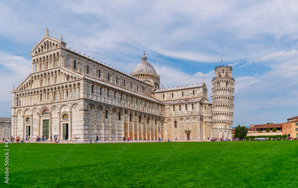 Tower and cathedral at the meadow of miracles, Pisa, Italy