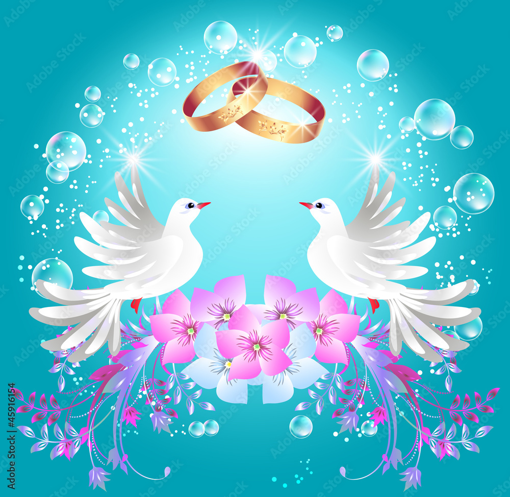 Wedding rings and two doves Wedding rings and two doves