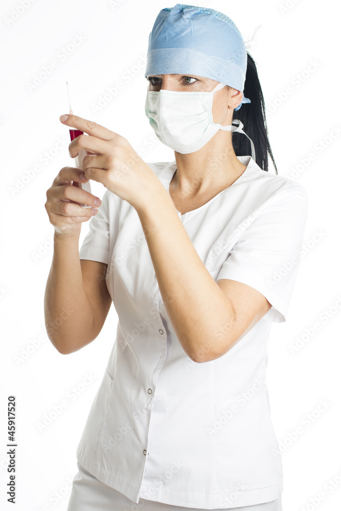 Doctor with blood in the syringe Doctor with blood in the syringe