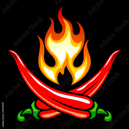 Vector Red hot chilli pepper in the shape of pirate symbol