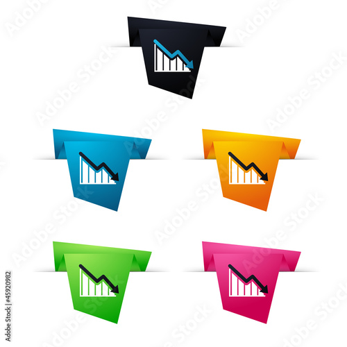 Symbole vectoriel papier origami Crise / Baisse
