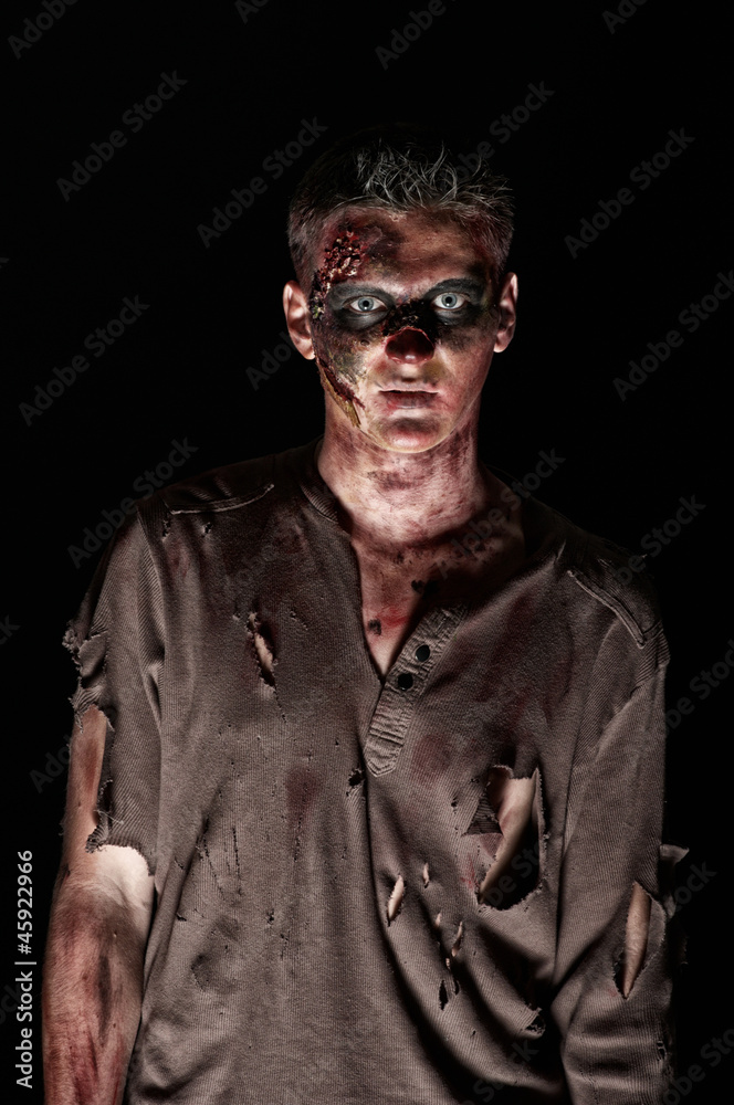 The zombie in browm shirt looking The zombie in browm shirt looking