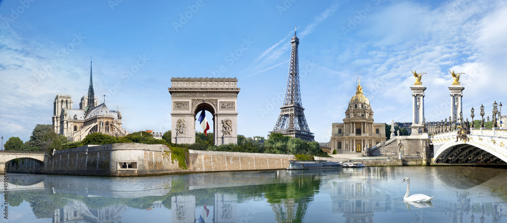 Panorama Paris France - obrazy, fototapety, plakaty 