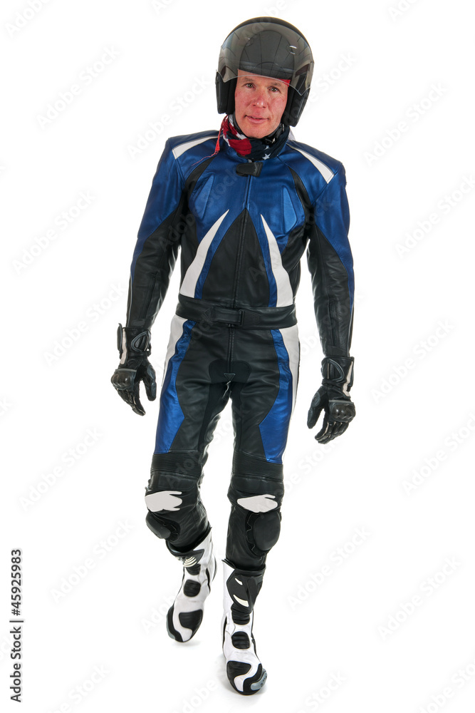 motor biker in leather suit