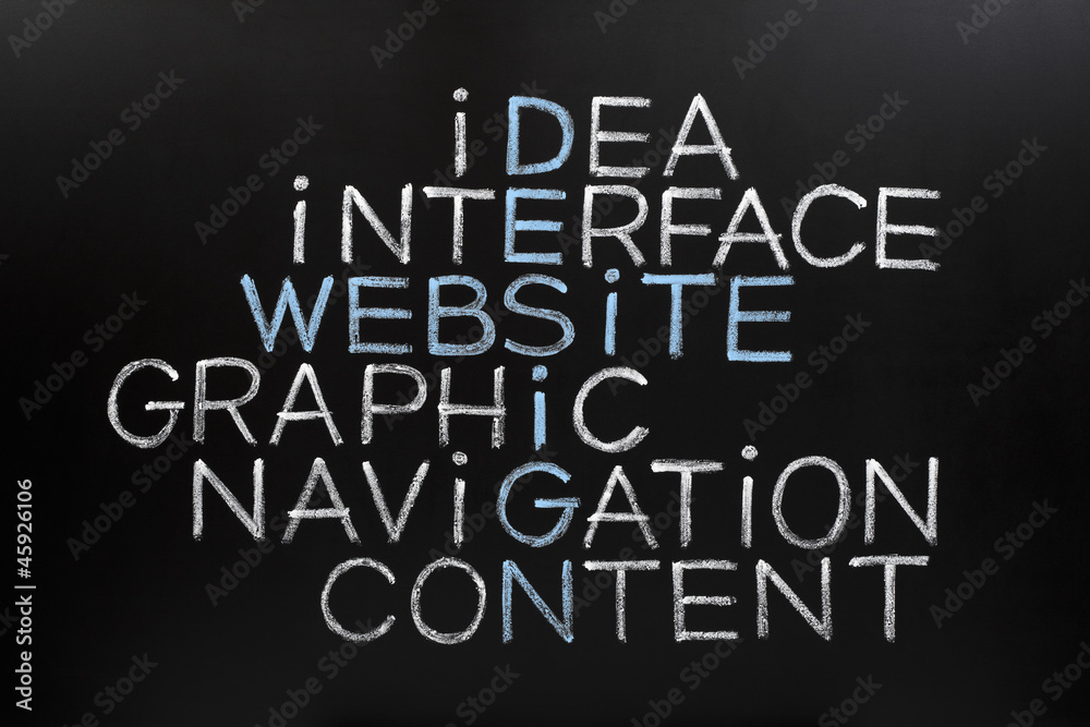 Obraz premium Website Design Crossword on Blackboard