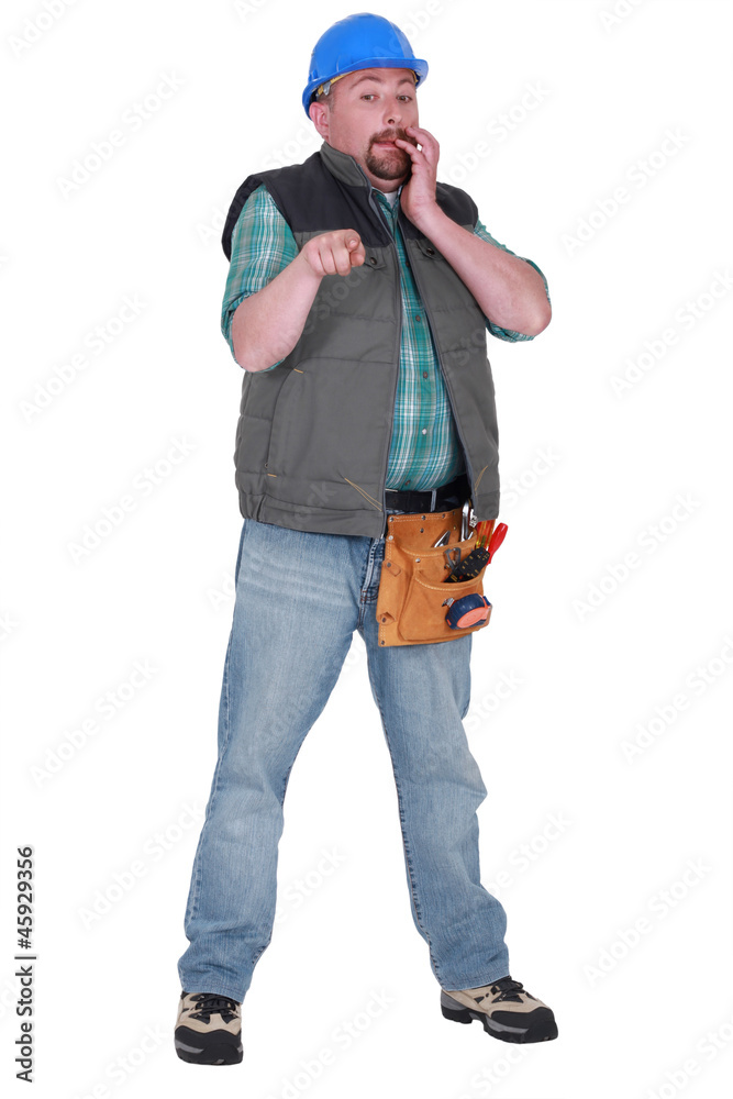 craftsman pointing at something and looking guilty craftsman pointing at something and looking guilty