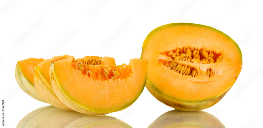 cut melon isolated on white