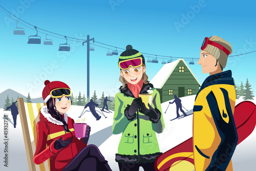 Skiing friends