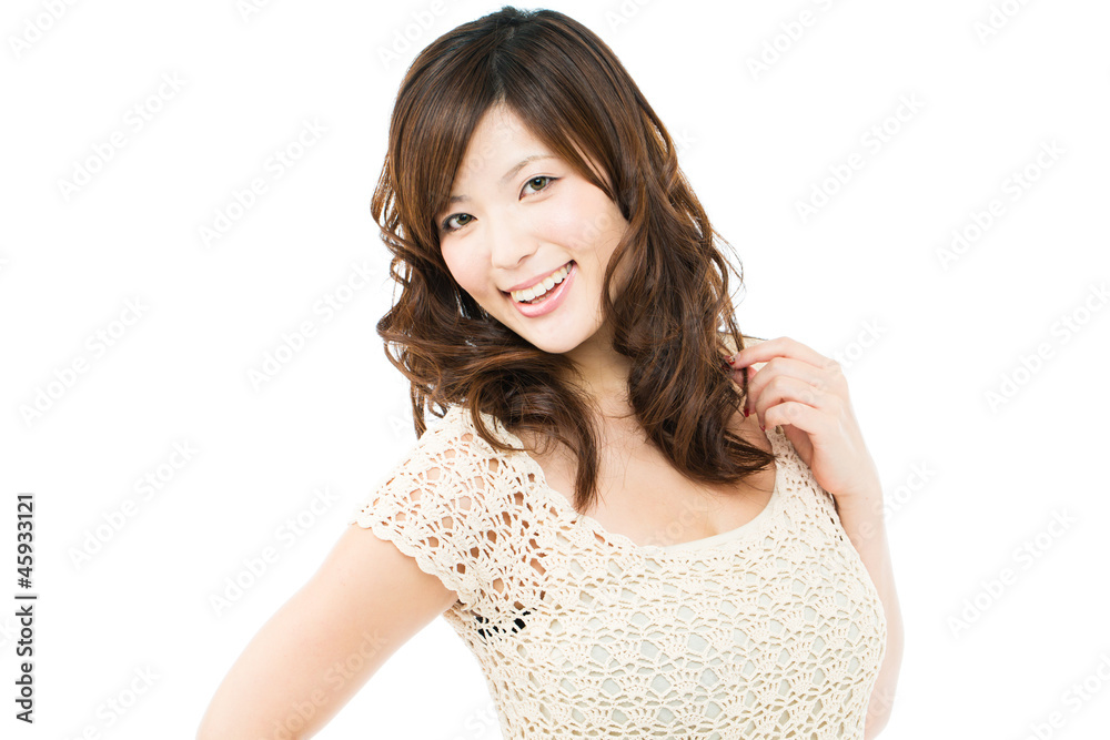 Beautiful young woman on white background Beautiful young woman on white background