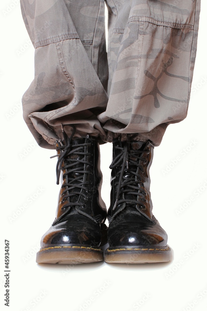 Boot Camp - Soldier's shiny boots and combat trousers