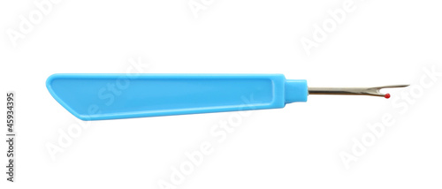 Direct blue seam ripper on white backgroound.