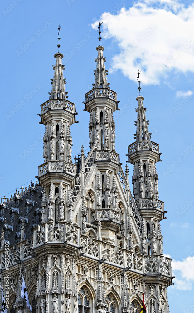 Medieval gothic architecture of town hall in Leuven