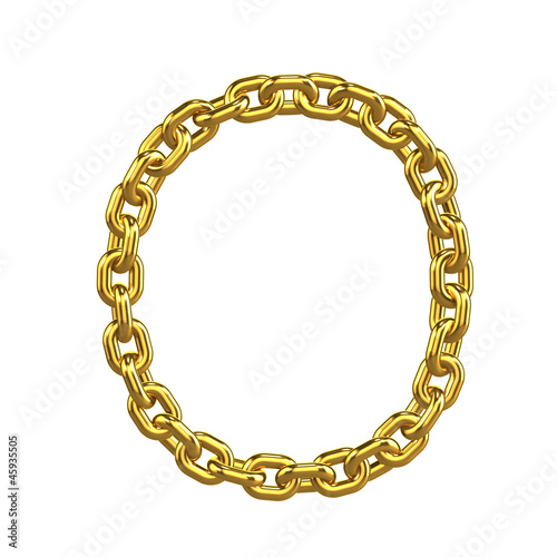 3d Gold Chain Alphabet Font - O