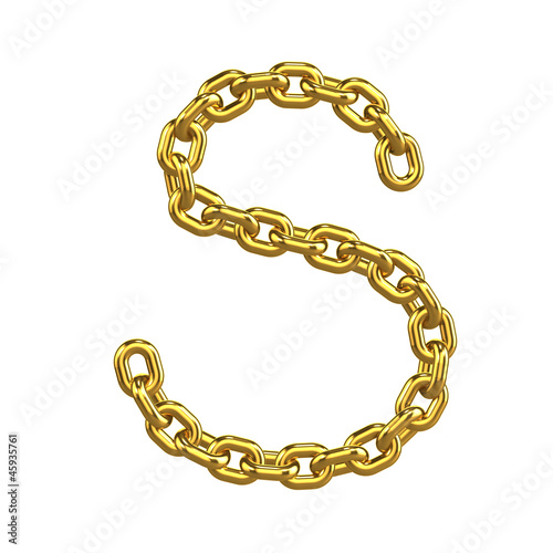 3d Gold Chain Alphabet Font - S
