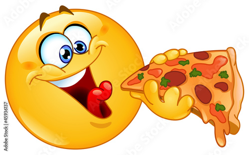 Emoticon eating pizza