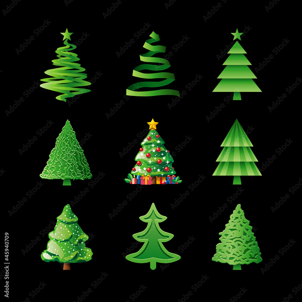 Christmas Trees On Black