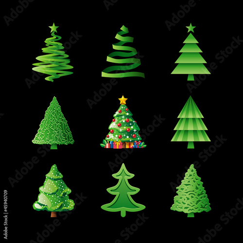 Christmas Trees On Black