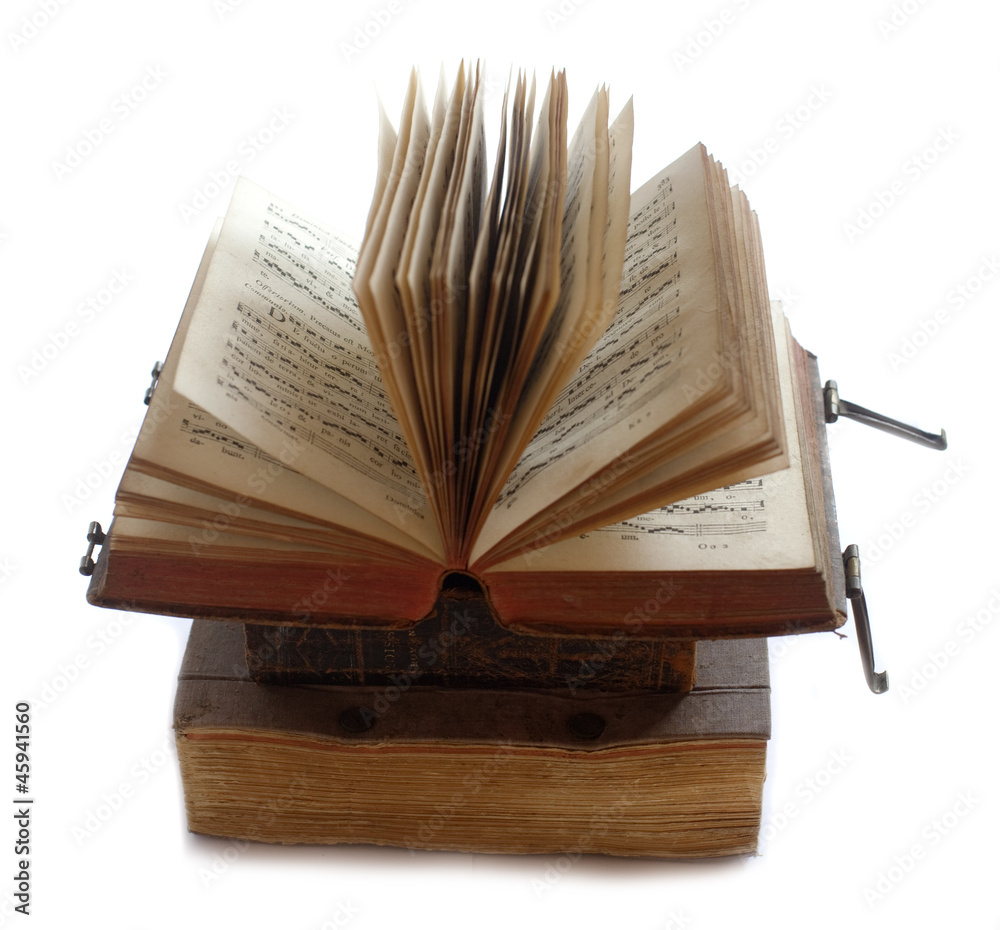 Livre Ancien Ouvert Sur Une Pile Stock Photo Adobe Stock