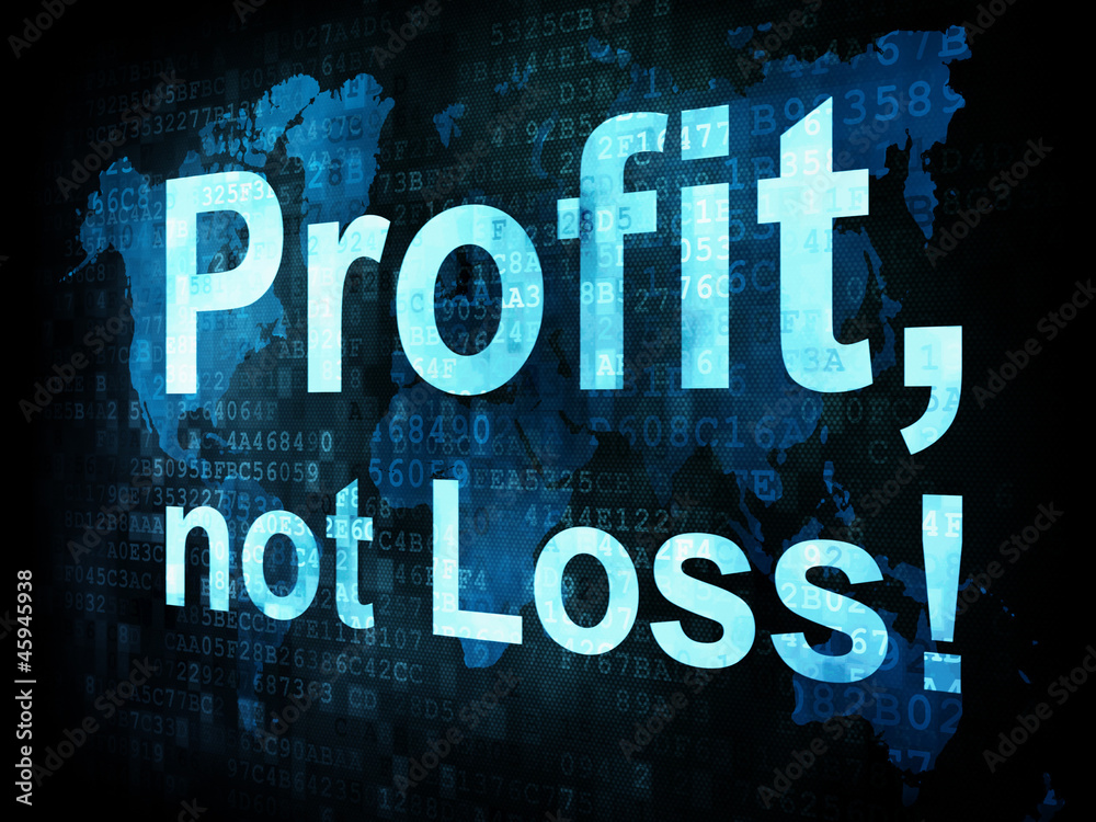 Business concept: pixelated words Profit not Loss on digital scr Business concept: pixelated words Profit not Loss on digital scr