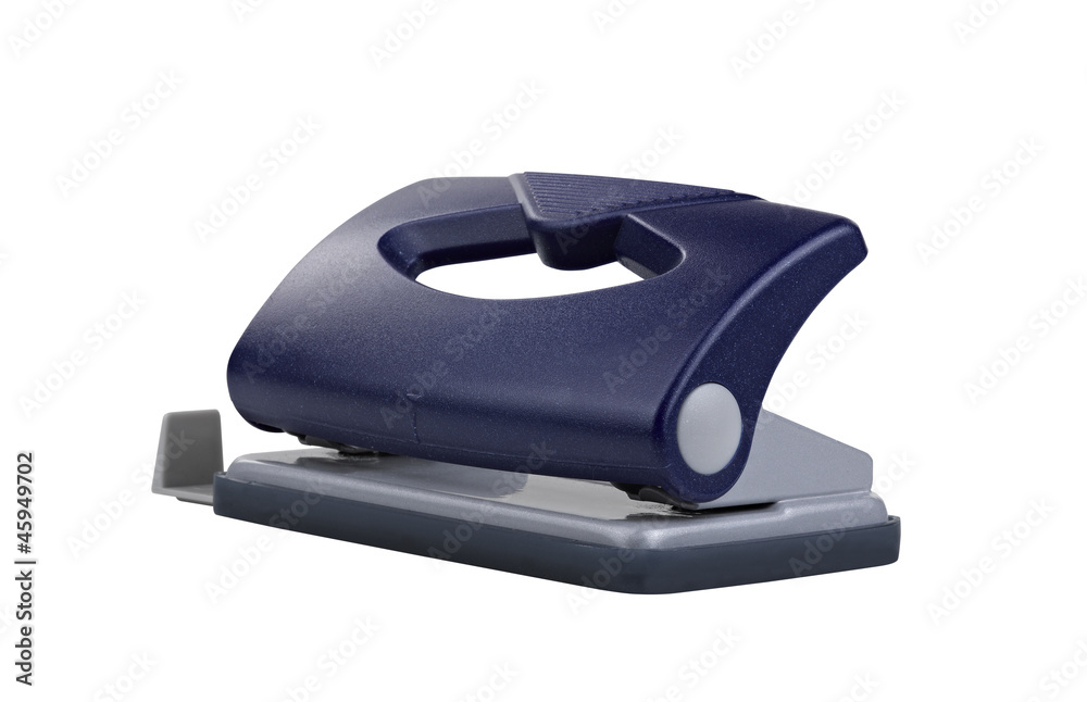 Blue office paper hole puncher, clipping path Blue office paper hole puncher, clipping path