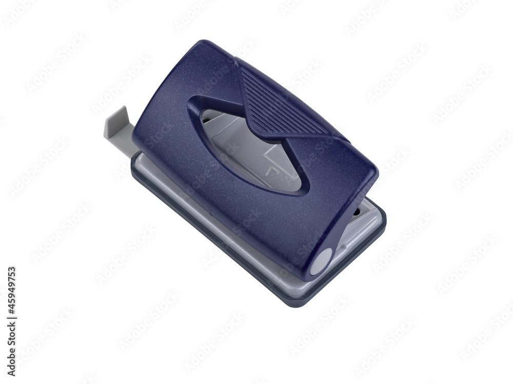Blue office paper hole puncher, clipping path Blue office paper hole puncher, clipping path