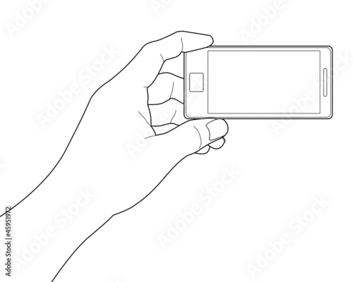 Mobile phone in the hand isolated on white