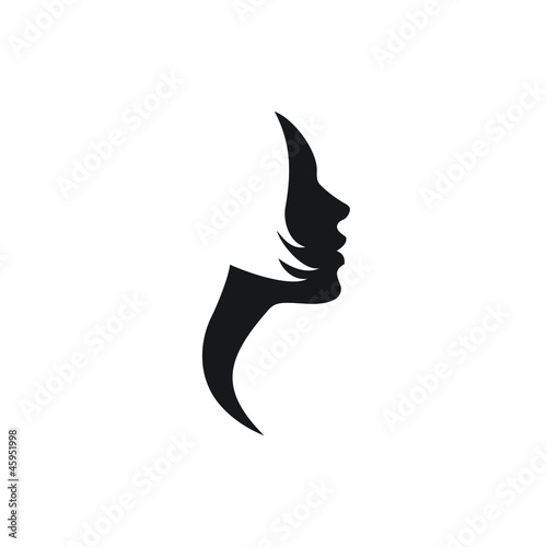 Vector profile of woman face with short hair