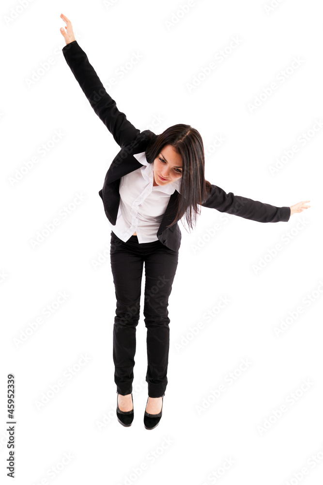 Young businesswoman falling down